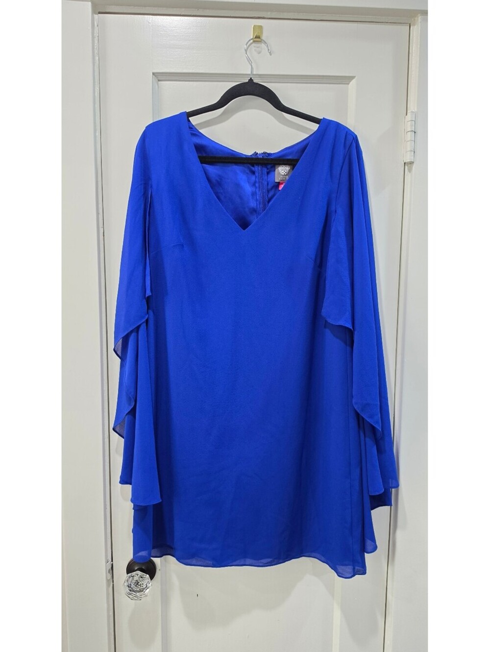 Vince Camuto Royal Blue Chiffon Cape Dress Size 12
